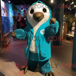 Cyan Sloth mascot costume...
