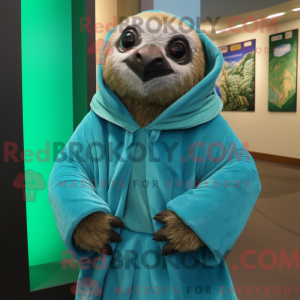 Cyan Sloth mascot costume...