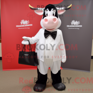 Hvid Holstein Cow maskot...