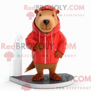 Red Capybara mascot costume...
