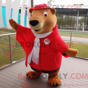 Red Capybara mascot costume...