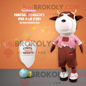 Peach Hereford Cow maskot...