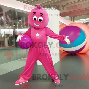 Roze Juggle-mascottekostuum...