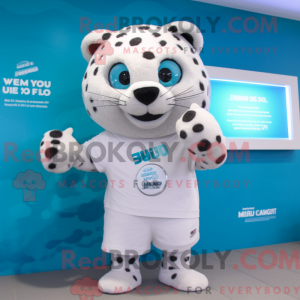 Hvid Leopard maskot kostume...