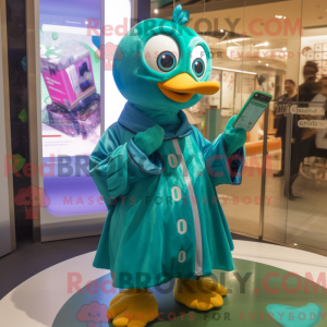 Teal Peacock mascot costume...