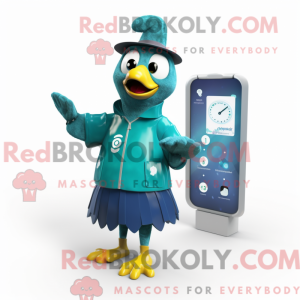 Teal Peacock mascot costume...