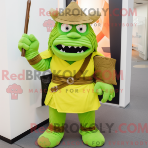 Lime Green Samurai mascot...