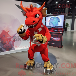 Red Triceratops mascot...