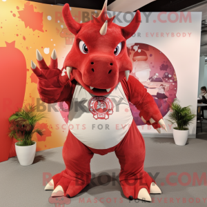 Red Triceratops mascot...