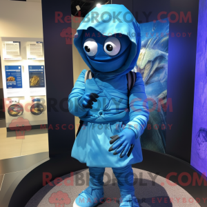 Blue Mummy mascot costume...