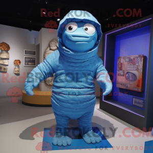 Blue Mummy mascot costume...