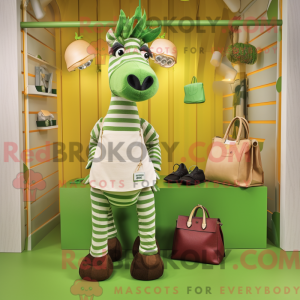 Green Quagga mascot costume...