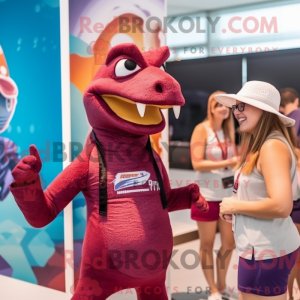 Maroon Deinonychus mascot...