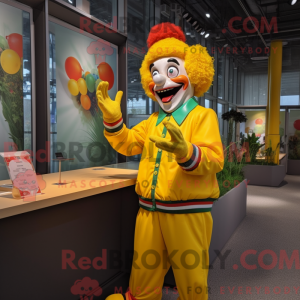 Yellow Clown mascot costume...