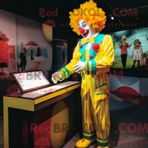 Yellow Clown mascot costume...