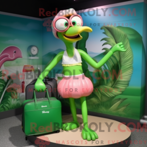 Grøn Flamingo maskot...