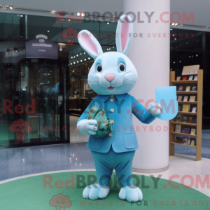 Cyan Rabbit maskot kostume...