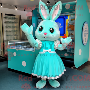 Cyan Rabbit maskot kostume...