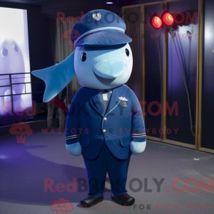 Navy Narwhal mascot costume...