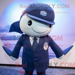 Navy Narwhal mascot costume...
