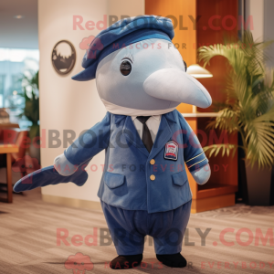 Navy Narwhal maskot kostume...