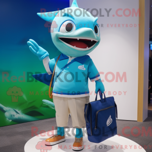 Cyan Tona maskot drakt...