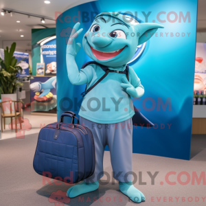 Cyan Tona maskot drakt...