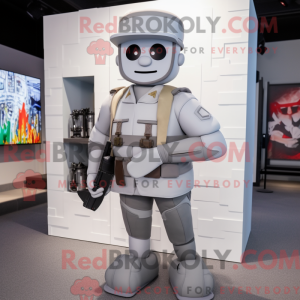 Gray Soldier mascot costume...