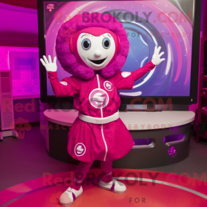 Magenta astronaut maskot...