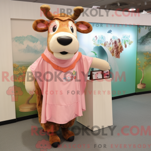 Peach Jersey Cow mascot...