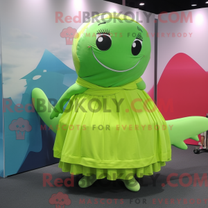 Lime Green Whale mascot...