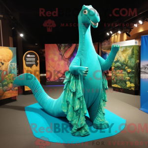 Turquoise Diplodocus mascot...