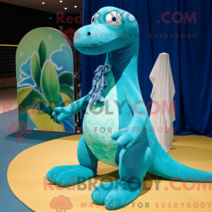 Turquoise Diplodocus mascot...