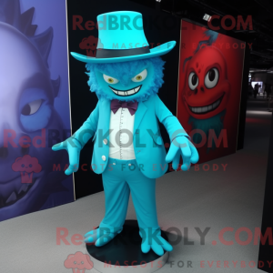 Cyan Demon mascot costume...