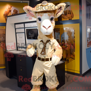 Tan Goat mascot costume...