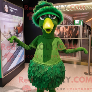 Grønn Emu-maskotdraktfigur...