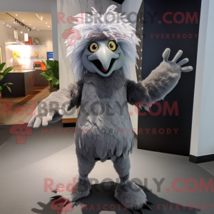 Grå Harpy maskot kostume...