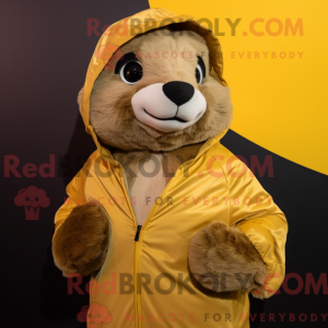 Gold Marmot mascot costume...