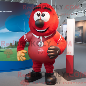 Red Rugby Ball mascot...