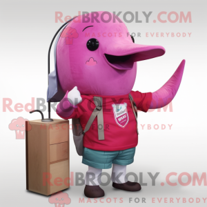 Magenta Narwhal mascot...