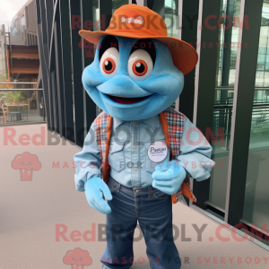 Cyan Clownfisch Maskottchen...