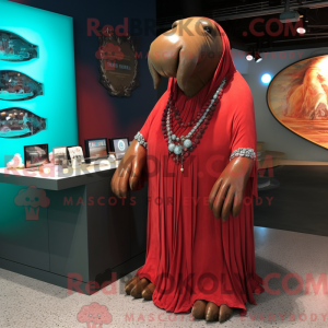 Red Walrus mascot costume...