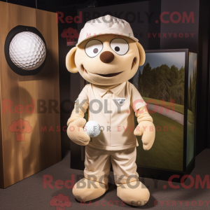 Beige Golf Ball mascot...