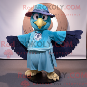 Cyan Eagle maskotdraktfigur...