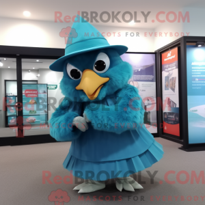 Cyan Eagle mascot costume...