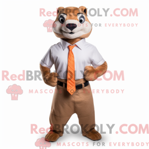Tan Mongoose maskot kostume...