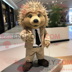 Beige Porcupine maskot...