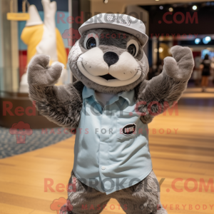Gray Otter maskot kostume...