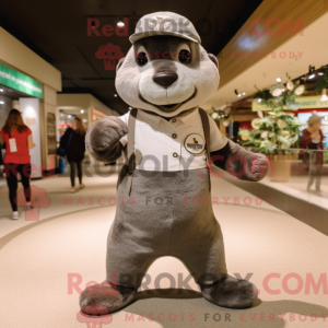 Gray Otter mascot costume...