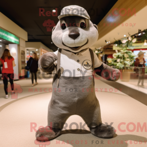 Grey Otter maskotdraktfigur...